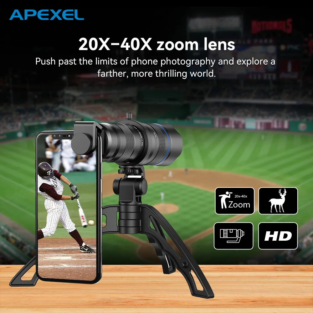 

Монокулярный телескоп APEXEL с высоким увеличением и 20-40X зумом, профессиональный HD-телескоп со штативом для концертов, кемпинга