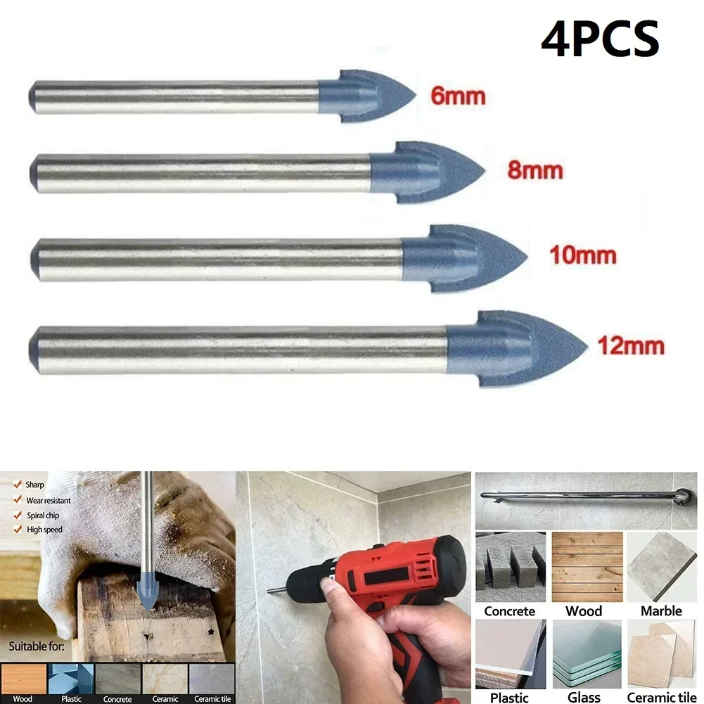 Set di punte da trapano con punta diamantata per piastrelle di vetro da 6-12mm punta a lancia con punta in carburo di tungsteno per piastrelle di ceramica punta da trapano a specchio in marmo s muratura Dri