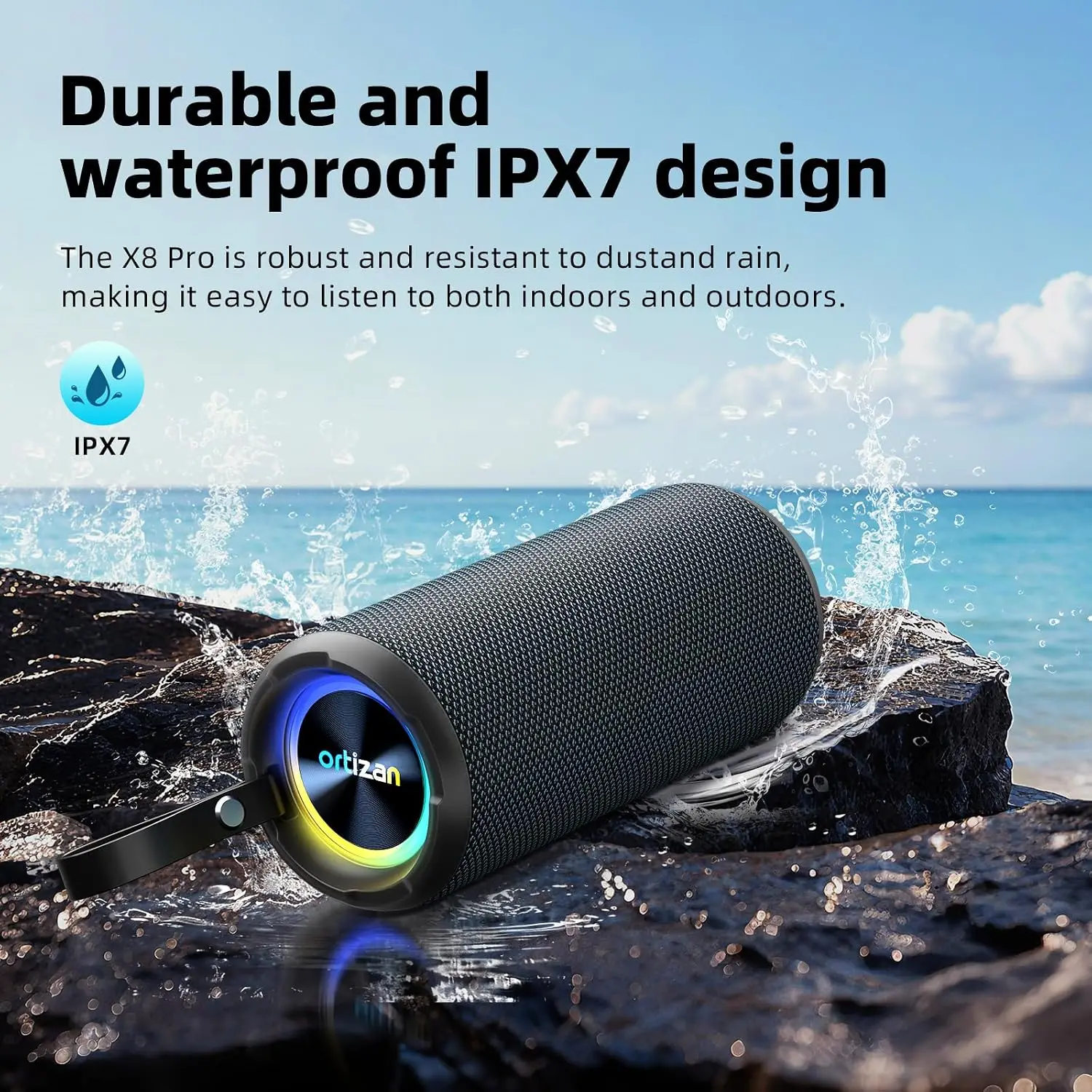 Ortizan Bluetooth Speakers 40W TWS Portable Speaker with Stereo Sound Bass, Bluetooth 5.3 Wireless USB Type C Outdoor, 6600mAh Battery image 8