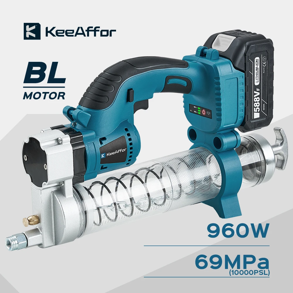 KEEAFFOR 10000PSL 960W Bürstenlose Elektrische Fettpresse Cordless Hochdruck Auto Schmieröl Power Tool Für Makita 18v Batterie