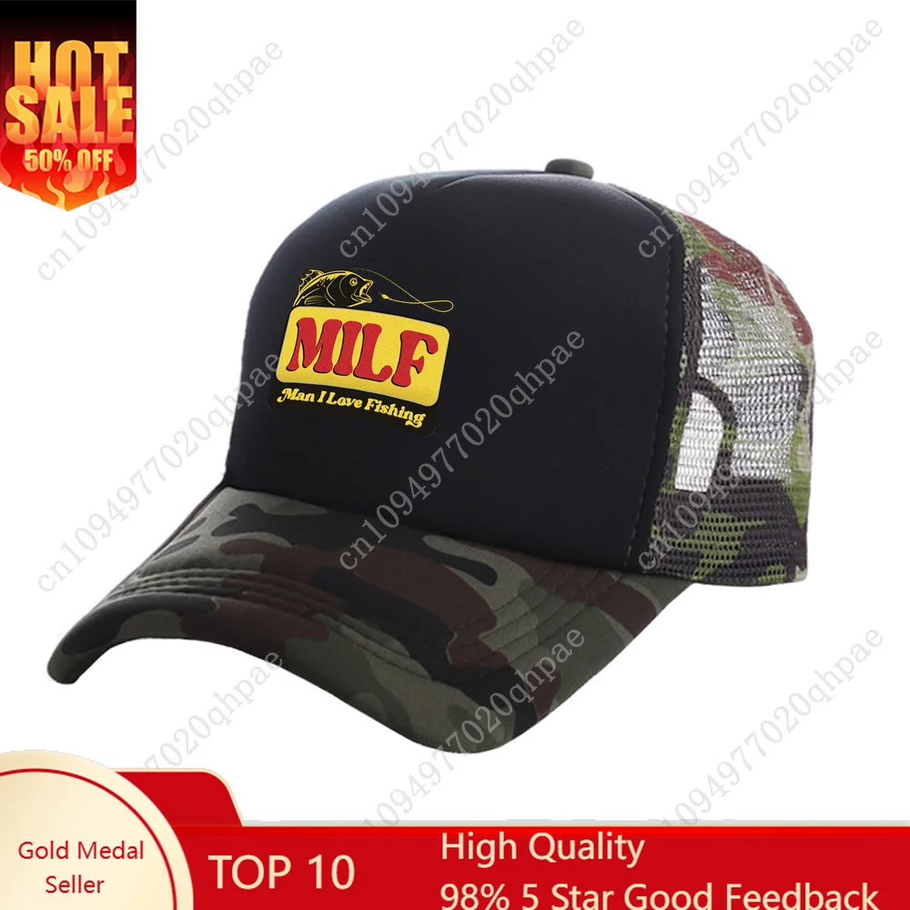 

MILF Man I Love Fishing Trucker Cap Men Hat Baseball Cap Cool Summer Unisex Mesh Net Caps