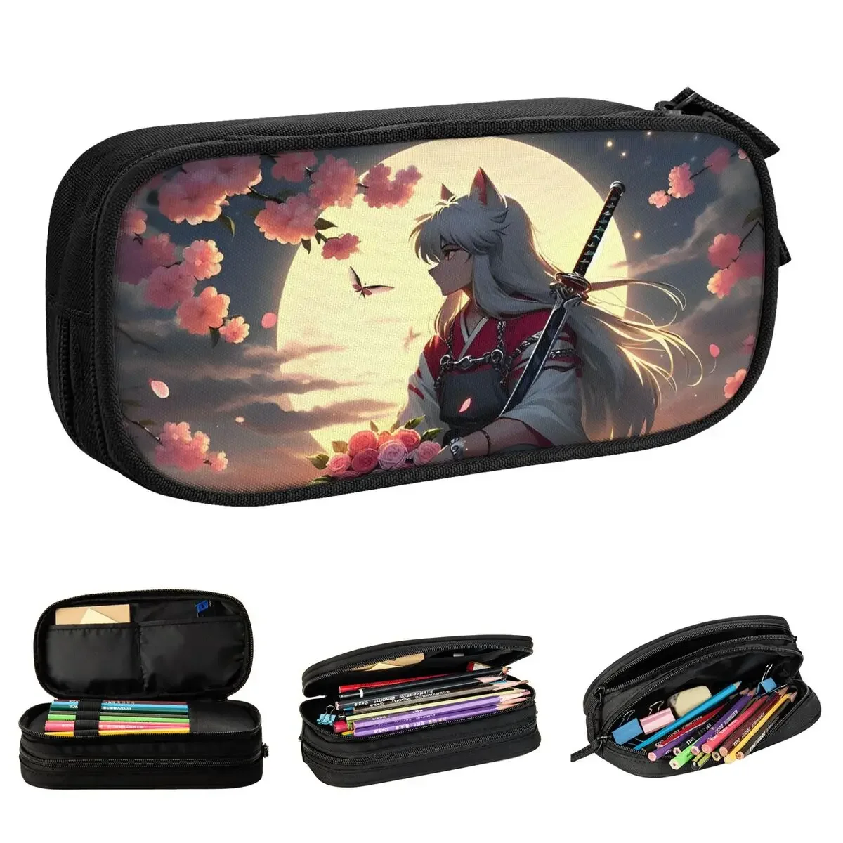 

Inuyasha Cartoon Manga Pencil Cases Anime Pen Box Bag for Student Big Capacity Students School Cosmetic Pencil Pouch