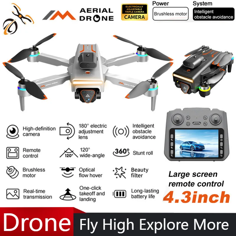 M4 Professional Drone 4K HD 3-Cameras Aerial Photography 4.3-inch display screen Omnidirectional Obstacle Avoidance RC Quadrotor