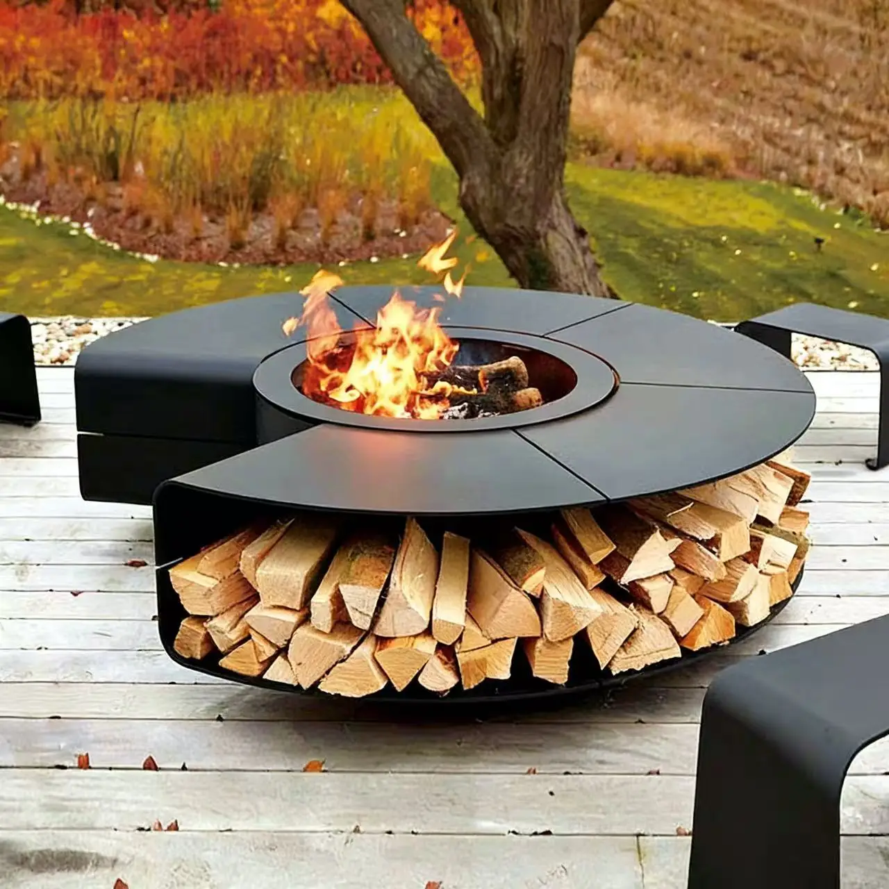 Customizable Outdoor Smokeless Steel Fire Pit Table Wood Storage Anti‑Scald For Patio Backyard Garden Party Cooking