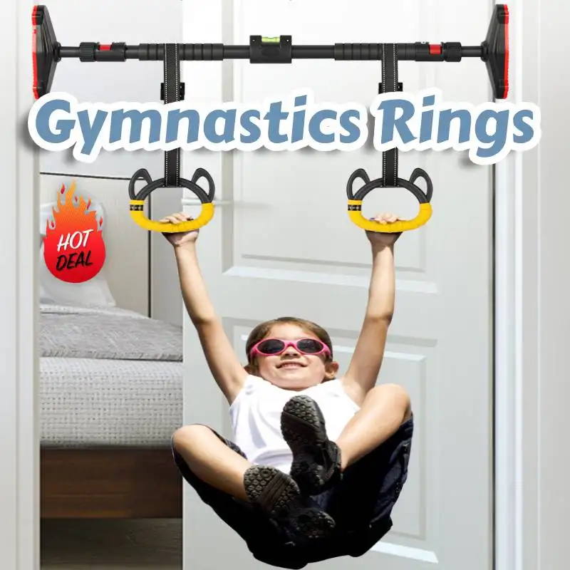 Gymnastics Rings for Children Adult Home Indoor Nonslip Handle Pull up Rings