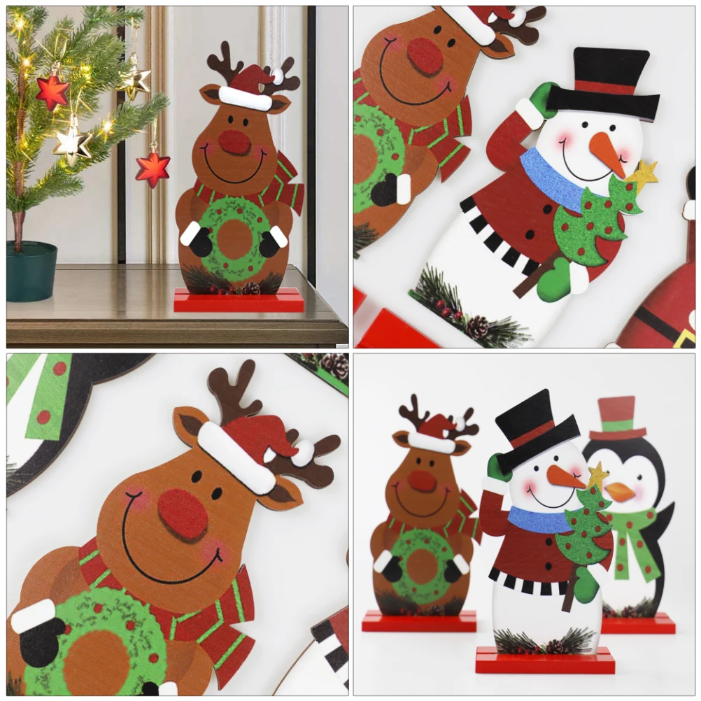 

Deer Ornament Wooden Ornaments Xmas Bedroom Christmas Decor Desk for Holiday Table Flash Sign