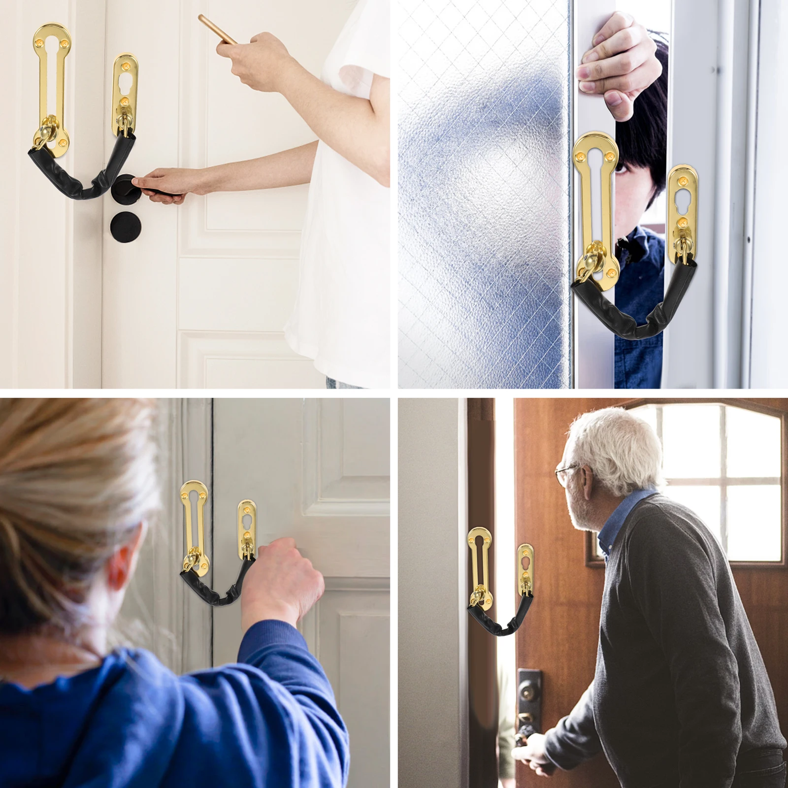 

The Chain Anti-theft Door Bolt Stainless Steel Lock Buckle Security Heavy Duty Latch Golden