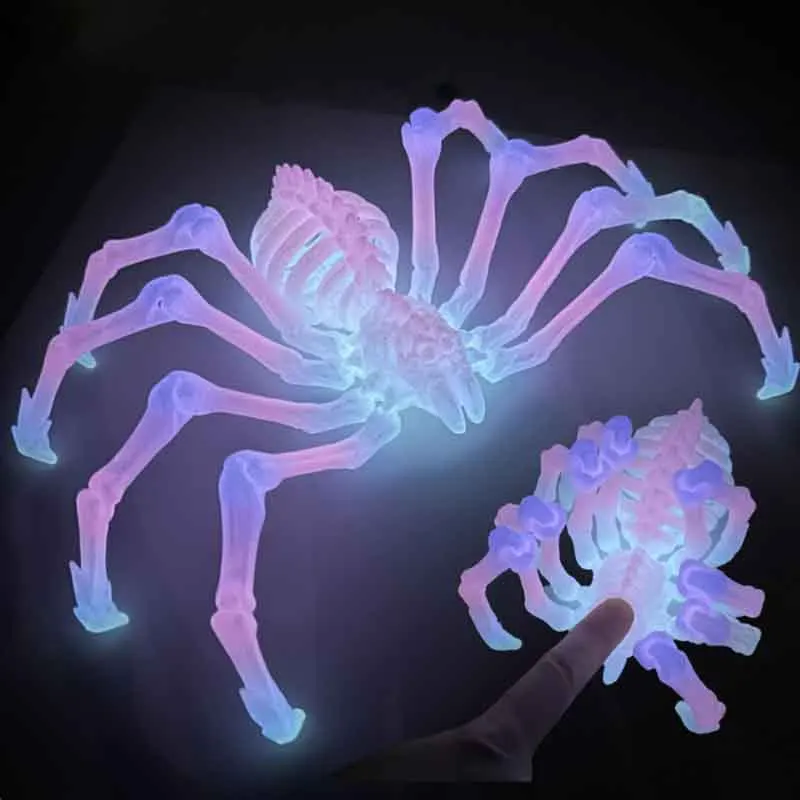 3D Printing Simulation Spider Novelty Elasticity Glow-in-the-dark Spider Creative Contraction Joints Movable Insect Toy Model