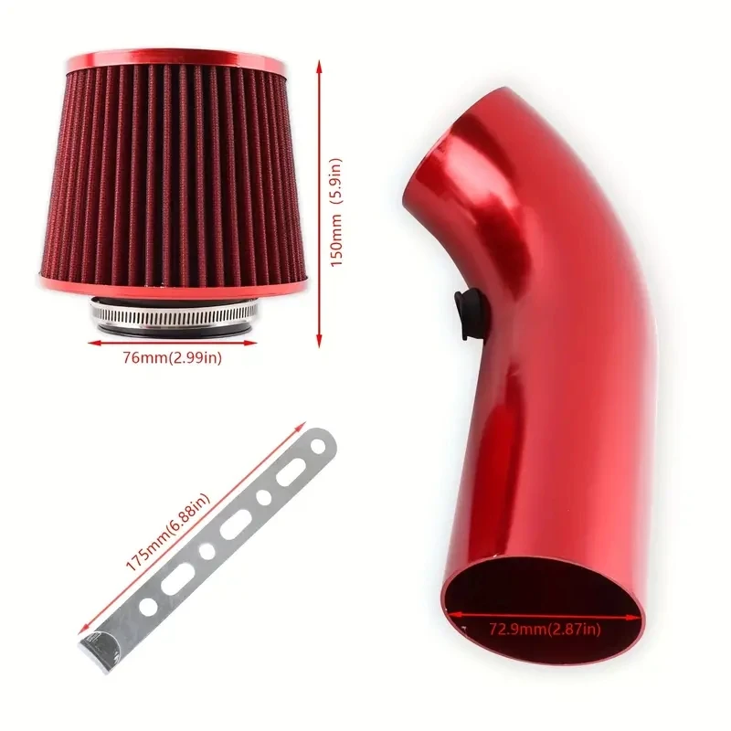 76mm/2.99in car modification mushroom head air filter intake pipe filter outlet high flow high cold air filter aluminum tube kit