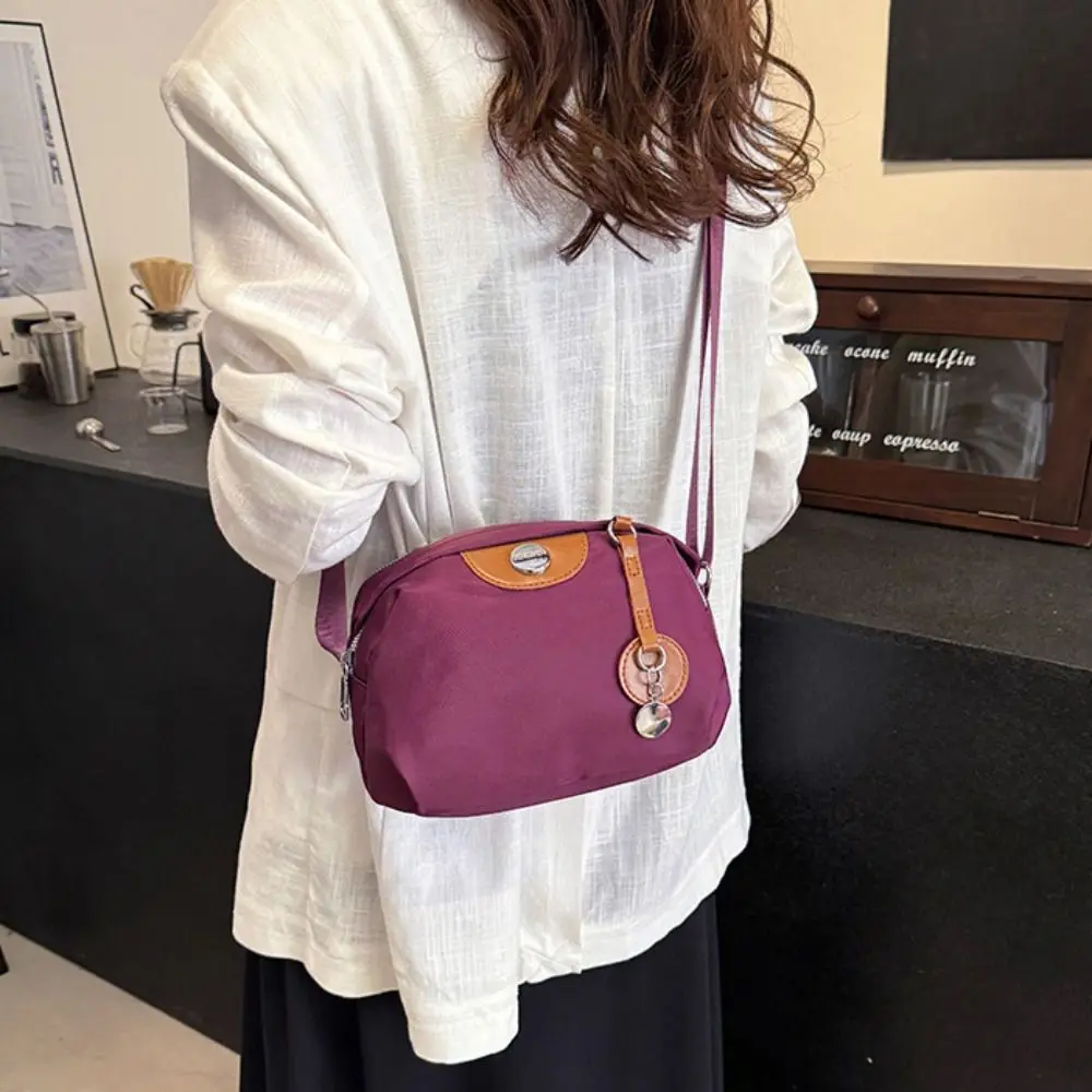 

Portable Shell Nylon Crossbody Bag Waterproof Casual Oxford Cloth Dumpling Bag Large Capacity Solid Color Messenger Shoulder Bag
