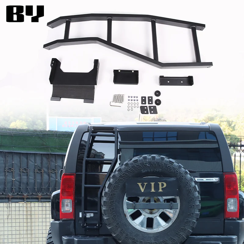 For Hummer H3 2005-2009 Aluminum Alloy Black Car rear tailgate Climbing Ladder Car External Accessories