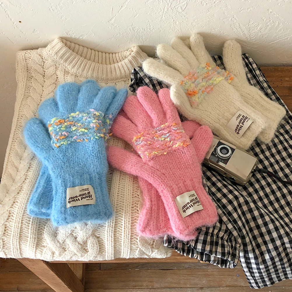 Verdickte warme Strickhandschuhe, Touchscreen, warm halten, Fäustling, Geschenk zum Geburtstag