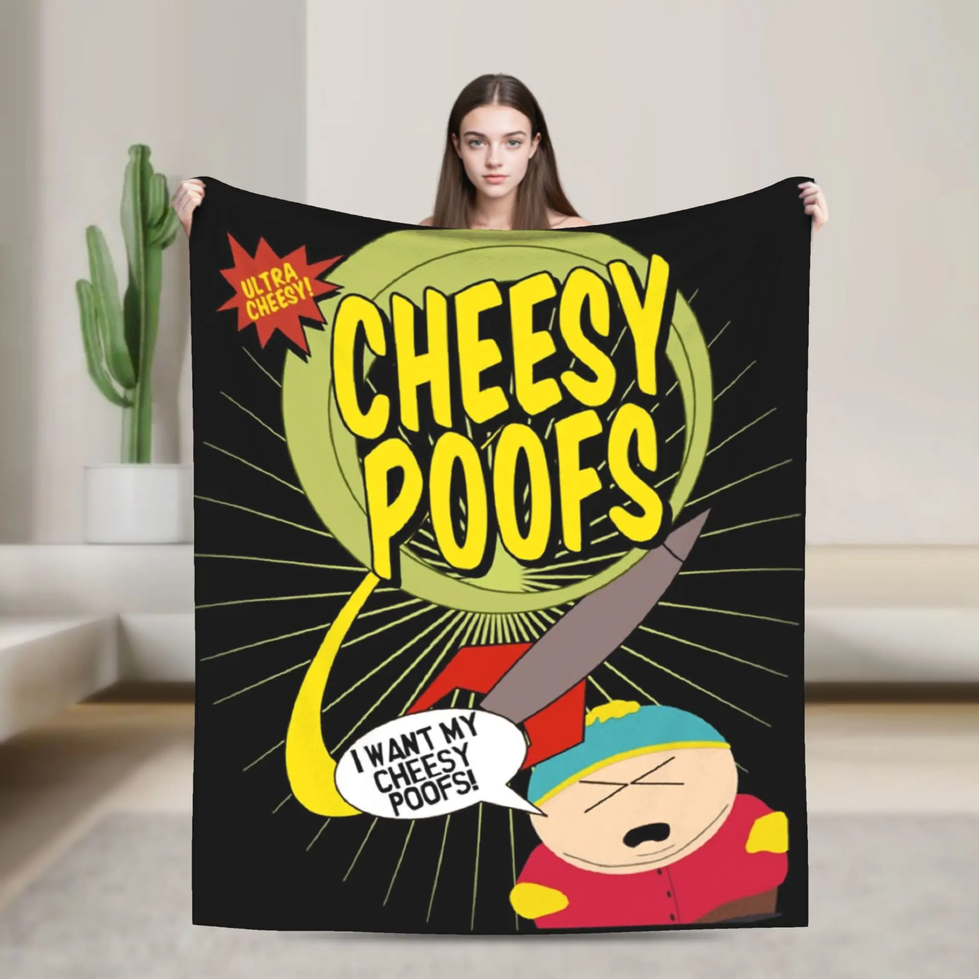Manta súper suave Southpark Cheesy Poofs, manta de cama ligera de lana de Franela de primera calidad, mantas cálidas de felpa para todas las estaciones
