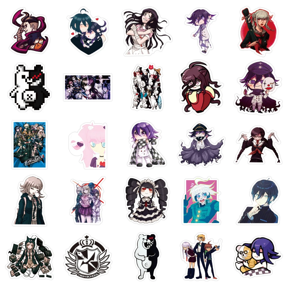 10/30/50pcs Naegi Makoto Kyoko Danganronpa Anime Stickers Byakuya Junko Sticker Motorcycle Laptop Skateboard Phone Cool Decals