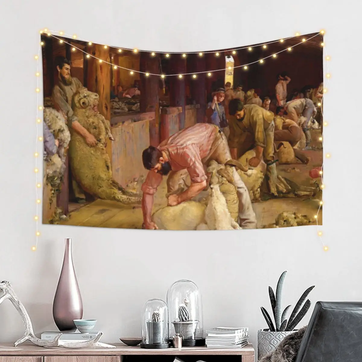 Shearing the Rams by Tom Roberts (1890) Tapestry Luxury Living Room Decoration Carpet Wall Tapestry