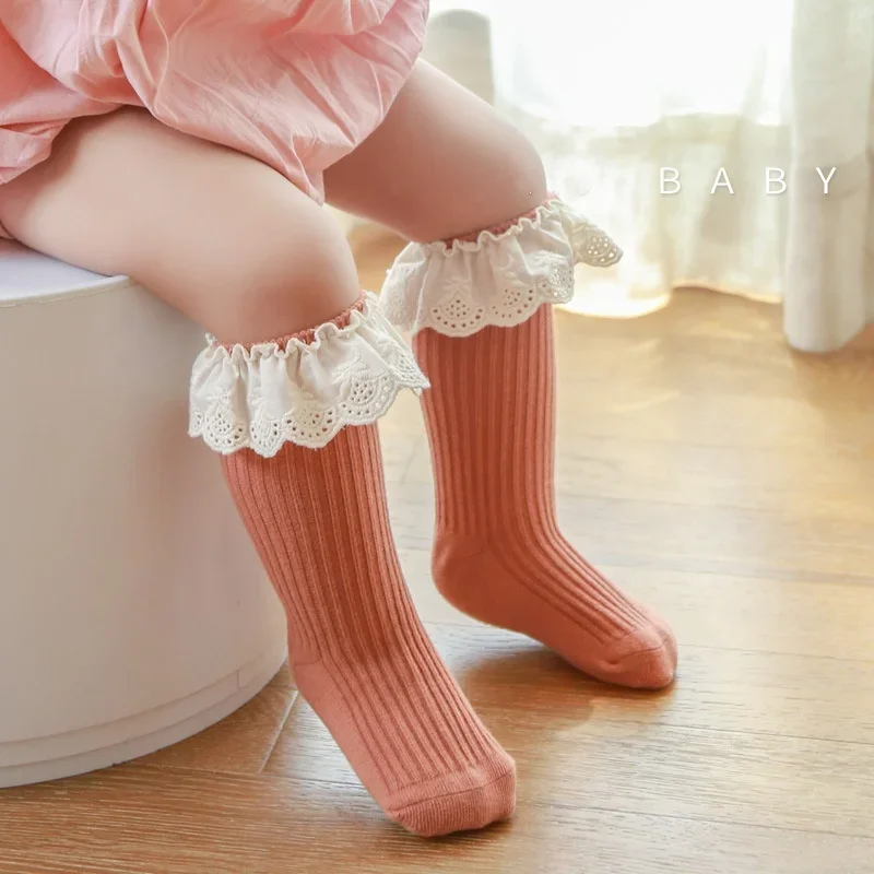 Girls Knee High Long Soft Cotton Lace Baby Children Socks Baby Socks New Kids Toddlers Baby Girl Socks 0 To 3 Years Fall Clothes