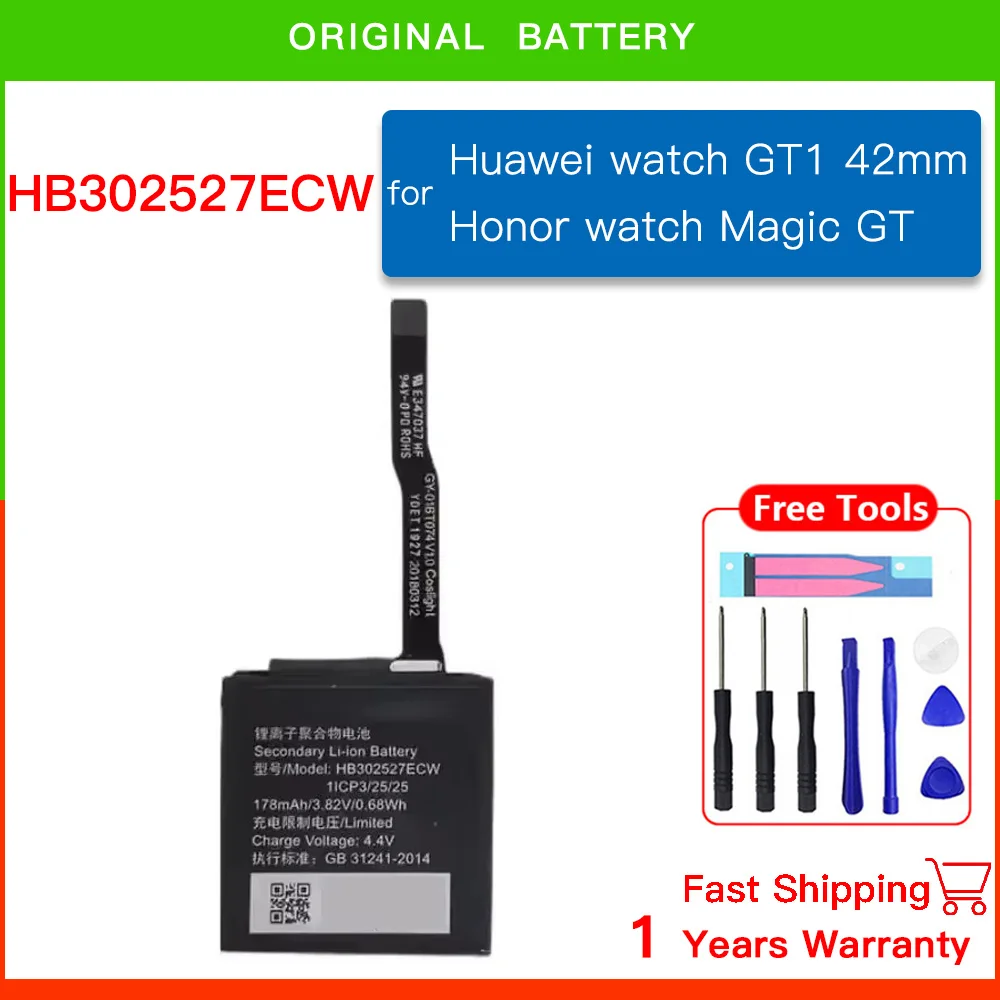 Genuine HB532729ECW Replacement Battery For Huawei Watch 1 2 3 GT 1 2 3 4 PRO 41mm 42mm 46mm Rechargeable Batteries Batteia+Tool