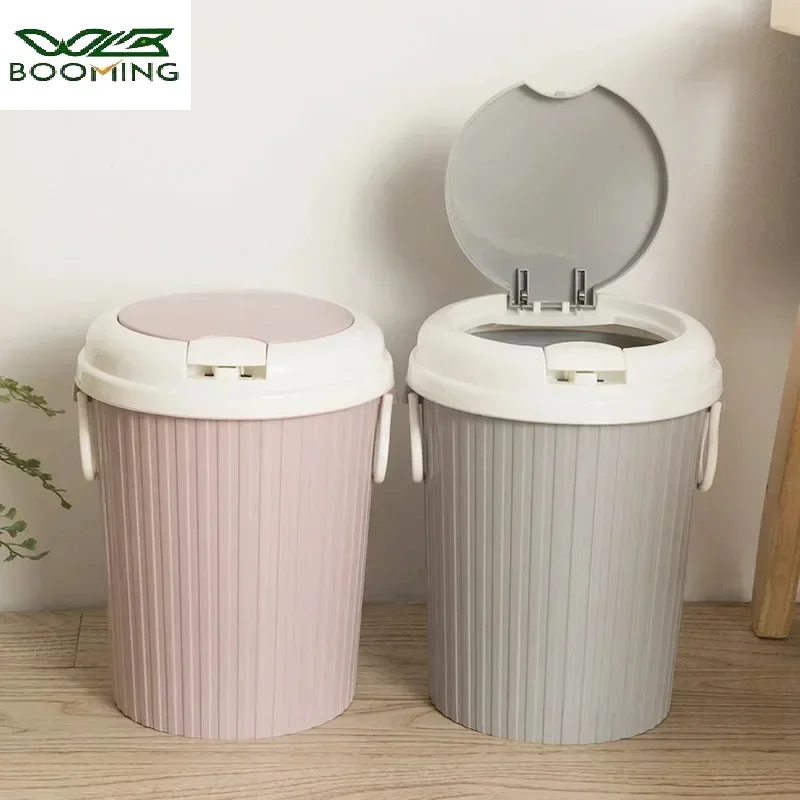 Pop Up Trash Can with Lid Living Room Kitchen Bathroom Plastic Trash Can Office Trash Can