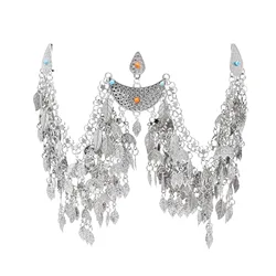 Assyrian style Bohemian Ethnic Hairband Silver Plated Multi layered Leaf Tassel Headwear Accessories
