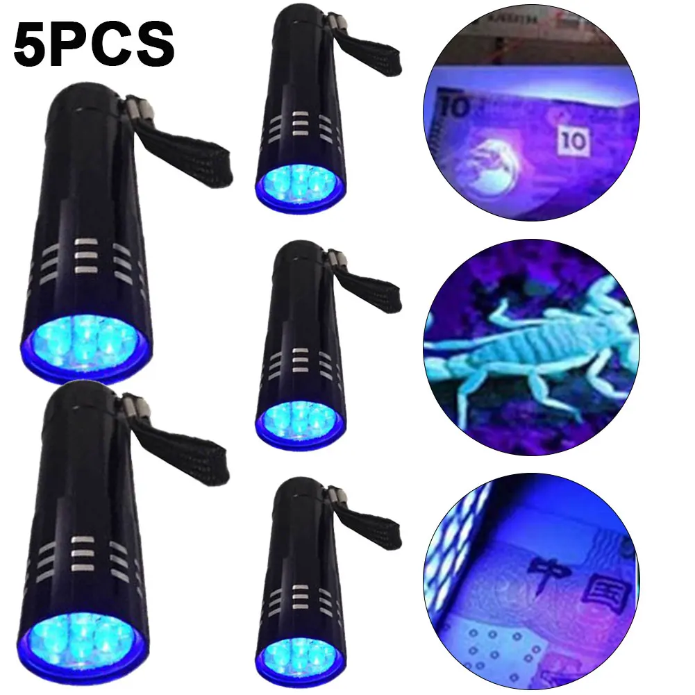 9LED LED UV Light Torch Lamp Zoomable Mini Ultra Violet Lights 9 Led Flashlight Torch Lamp Pet Urine Stain Detector Torch Tools