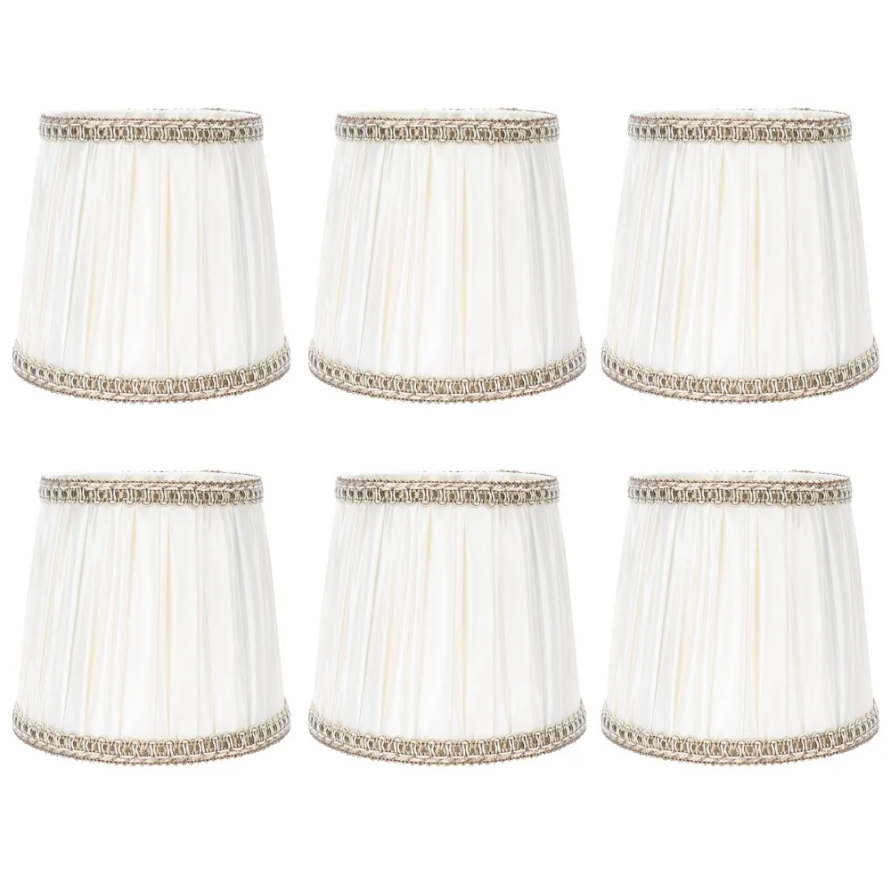 6PCS Simple Fabric Lampshade Clip On Design 4.7 inch Height Chandelier Lamp Shades Lamp Cover Floor Lamp