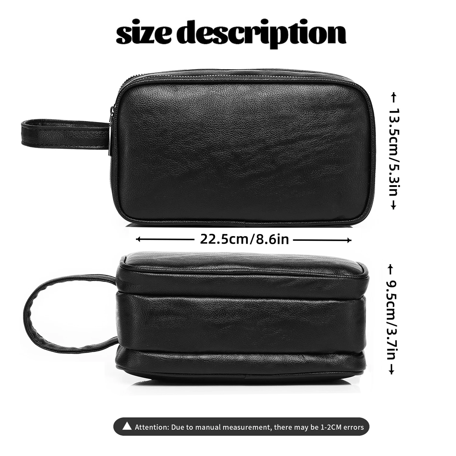 Herren PU-Leder Clutch-Tasche mit Handschlaufe, Mehrfach-Fächer Reißverschluss-Handtasche, Große Kapazität Organizer-Tasche – Detail 7