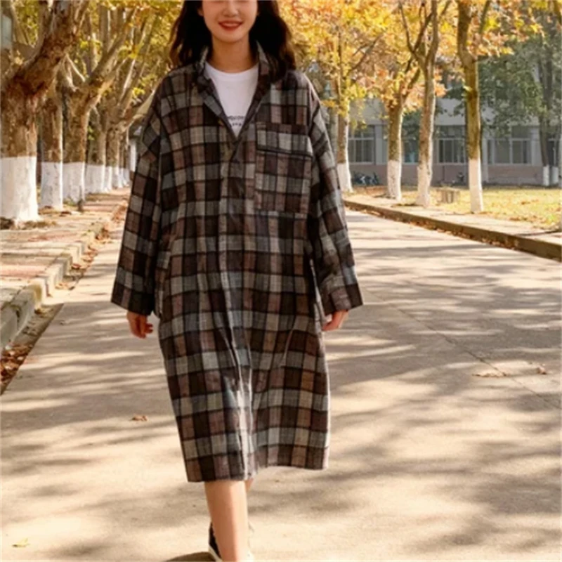 

Elegant Casual Women's Plaid Trench Coat High-Street Style Autumn/Winter 2025 New Collection