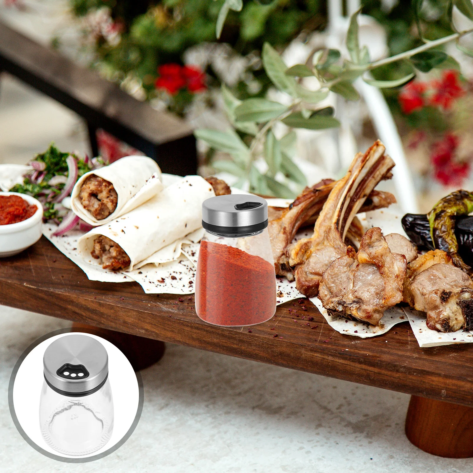 

Heat Resistant Glass Seasoning Bottle Kitchen Seasoning Holder Glass Shaker for Spices Salt Sugar Pepper Dispenser Home Salt