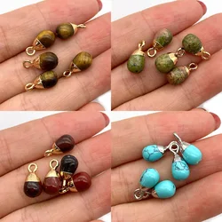 Teardrop-shaped Plated Pendant 6x13mm Natural Stone Amethyst Turquoise Diy Jewelry Making Necklace Pendant Earrings Accessories