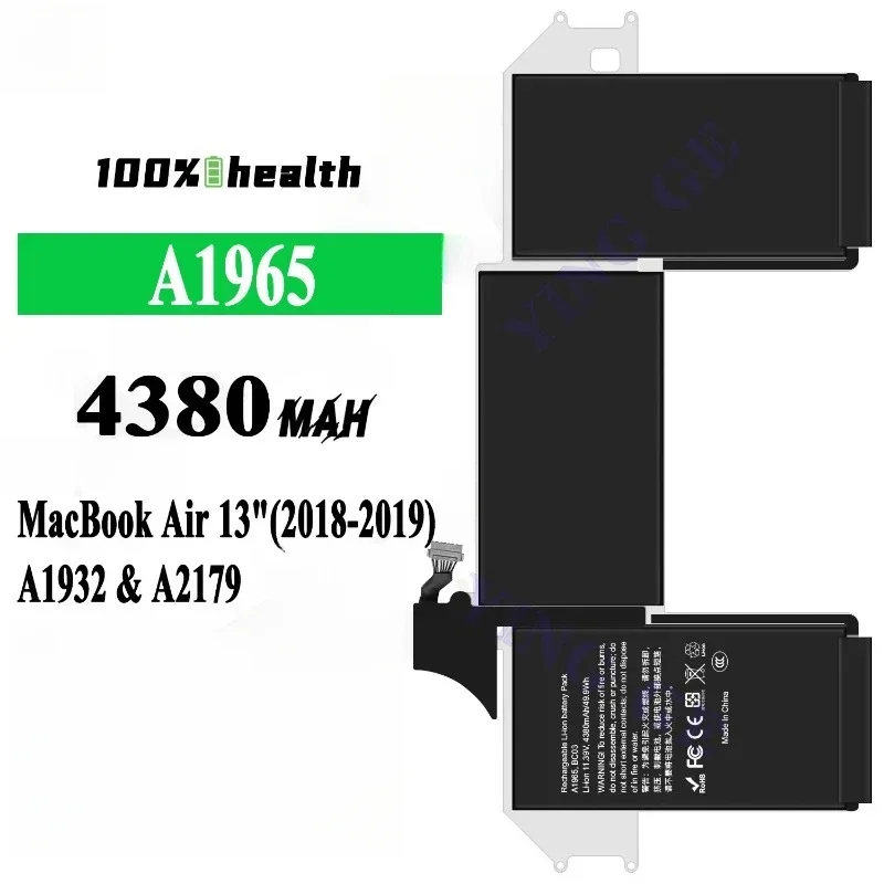 

11.4V 49.9Wh 4380mAh New A1965 Laptop Battery Compatible for MacBook Air 13 Inch A1932 2018 2019 A2179 2020 Version Series