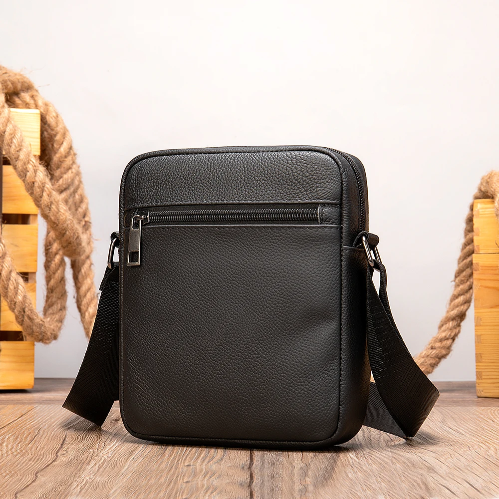 Westal Męskie torby na ramię z prawdziwej skóry Czarne torby listonoszki Małe torby typu crossbody dla mężczyzny 7362