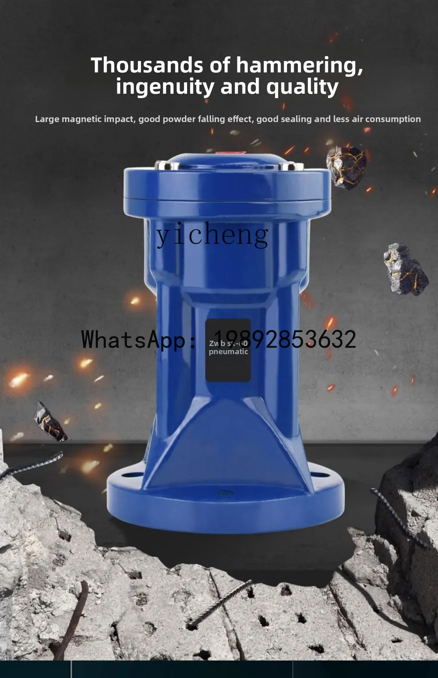 Palu Udara A1 Palu Perkusi Pneumatik Baja Karbon Palu Impak Kecil Pembuka Lengkungan Silo Alat Bantu Aliran SK-ZC-AH30/40/60