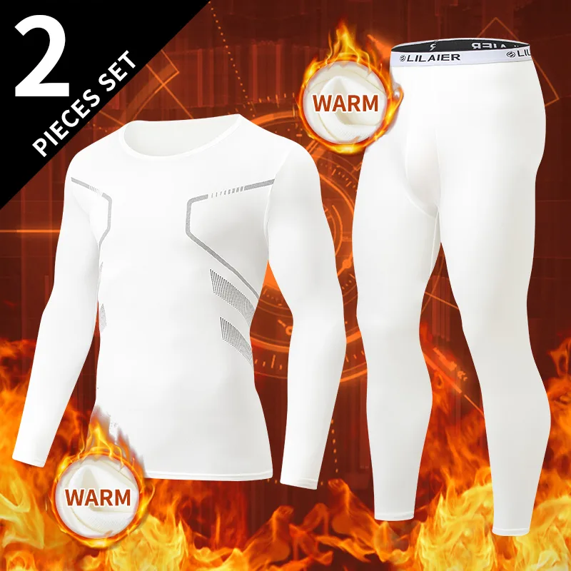 2-piece Autumn/Winter Men's Casual And Comfortable Warm Suit Youth Sports And Fitness Base Underwear Set Long Sleeved Base Shirt - Detail Angle #04