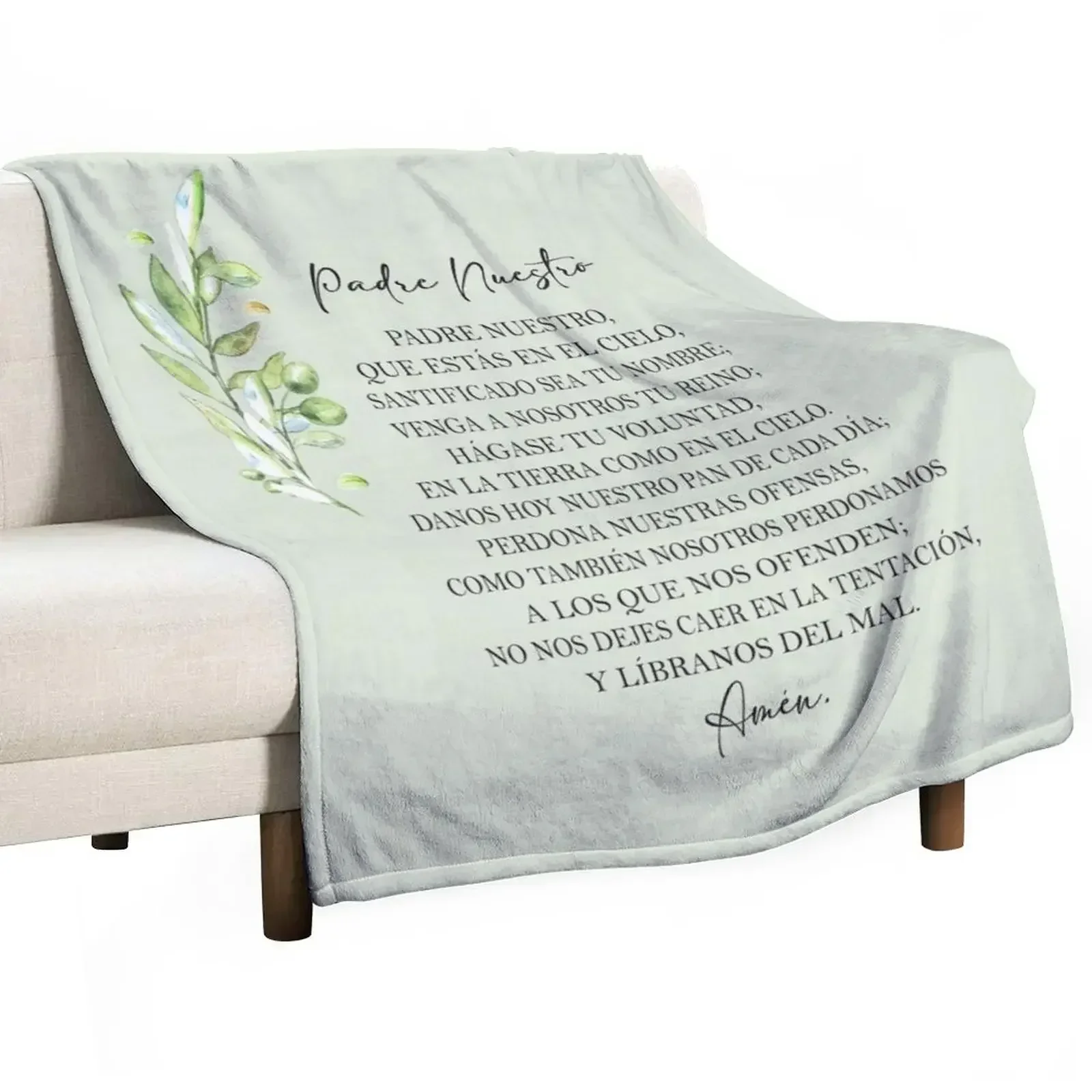 

Padre Nuestro, Spanish Prayer Throw Blanket Moving Hairys Blankets