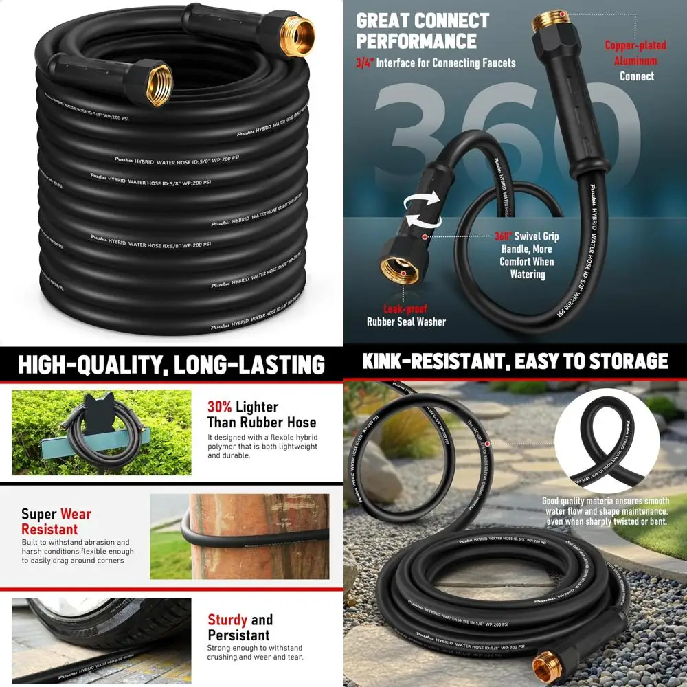 

Heavy-Duty 100ft 5/8 Flexible Garden Hose - Non-Expandable, Kink-Free, Leakproof, Lightweight Hybrid for Outdoor Watering Needs