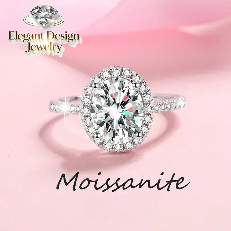 

Elegant-Design PT950 Platinum Unique Design Luxury Oval 1/2 Carat Moissanite Ring, New Style Sparkling Best Gift for Women