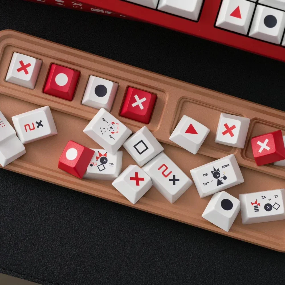 Imagem -05 - Tic Tac Toe Tema Keycap Grupo Personalizado Minimalista Tampão de Teclado Branco Perfil Cereja Acessórios Teclado Mecânico