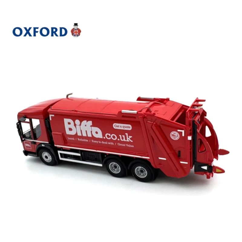 Diecast 1:76 Scale Alloy OXFORD Dennis Red Garbage Collection Truck Car Model Finished Product Simulation Model Gift Display