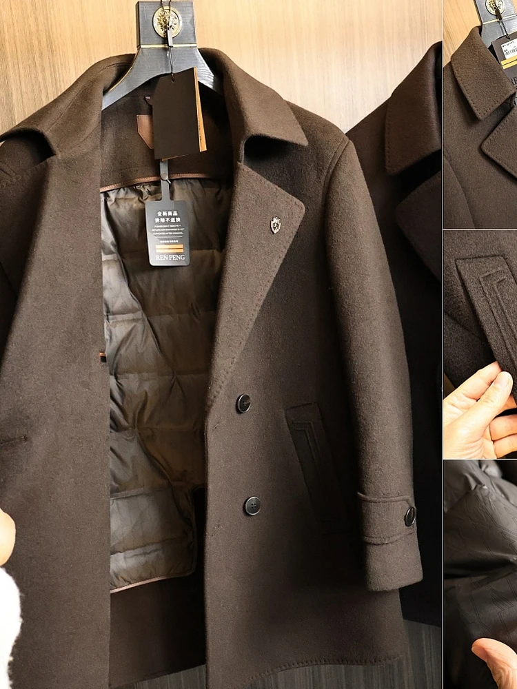 

Мужское шерстяное пальто средней длины с пухом Thiened, осень-зима Faion Ci Sle Stand Fit Long Sve на одной пуговице