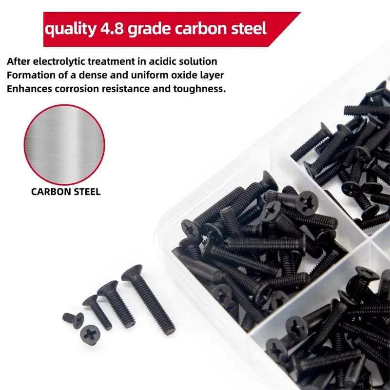 ABJI-Small Computer Screws 860 PCS Black Tiny Eyeglass Screws M1.2 M1.4 M1.7 M2 M2.5 M3 Assortment Kit For PC& Laptop SSD Hard