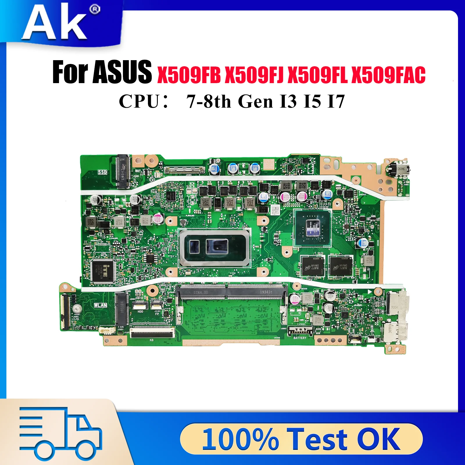 

X509FB Материнская плата для ноутбука ASUS X509F X509FL X509FAC A509F Y5200F X509FJ F509F Материнская плата с процессором I3 I5 I7 100% ОК тесто