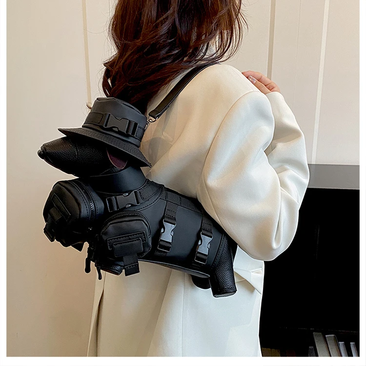 2026 Novelty 3D Dachshund Shaped Bag for Women with Mini Hat Buckle Design Cartoon Crossbody Streetwear Fashion Shoulder Purse