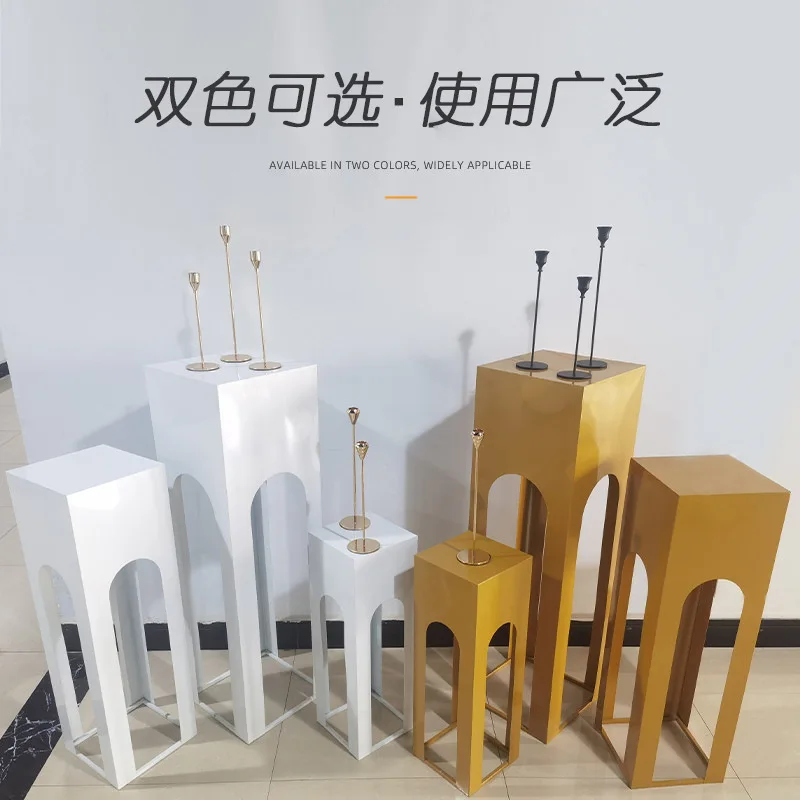 Wedding wrought iron square dessert table birthday cake decoration square column dessert table BBK road guide candlestick orname