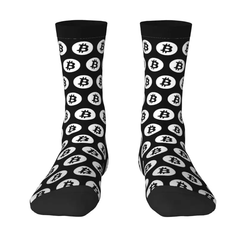 Bitcoin logos Cryptocurrency mens winter Socks for bitcoin lover Polyester blockchain Men's socks crypto currency Gift for Men