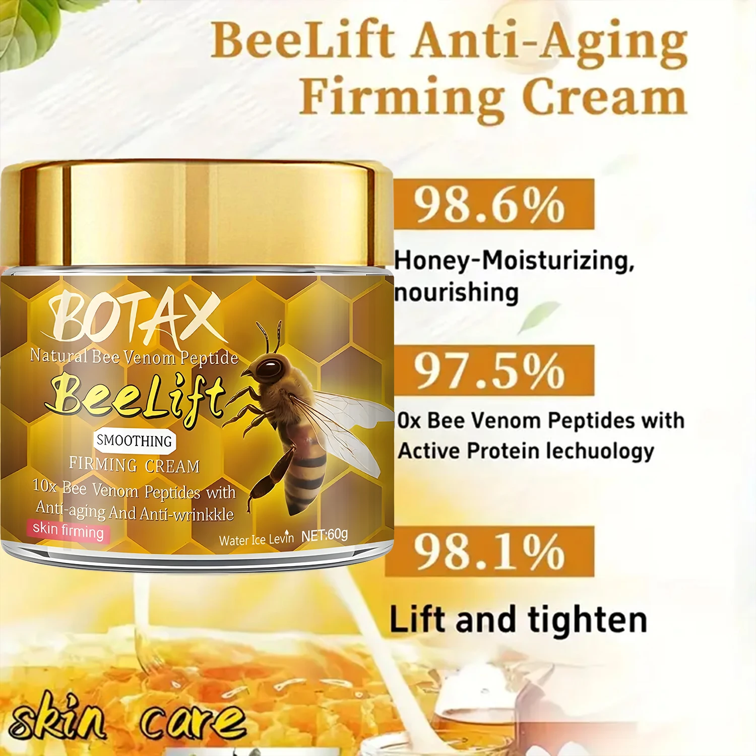 Krim Wajah Botax Natural Bee Venom Peptide Beelift - Krim Pengencang & Penghalus Anti-Penuaan 10x dengan Retinol
