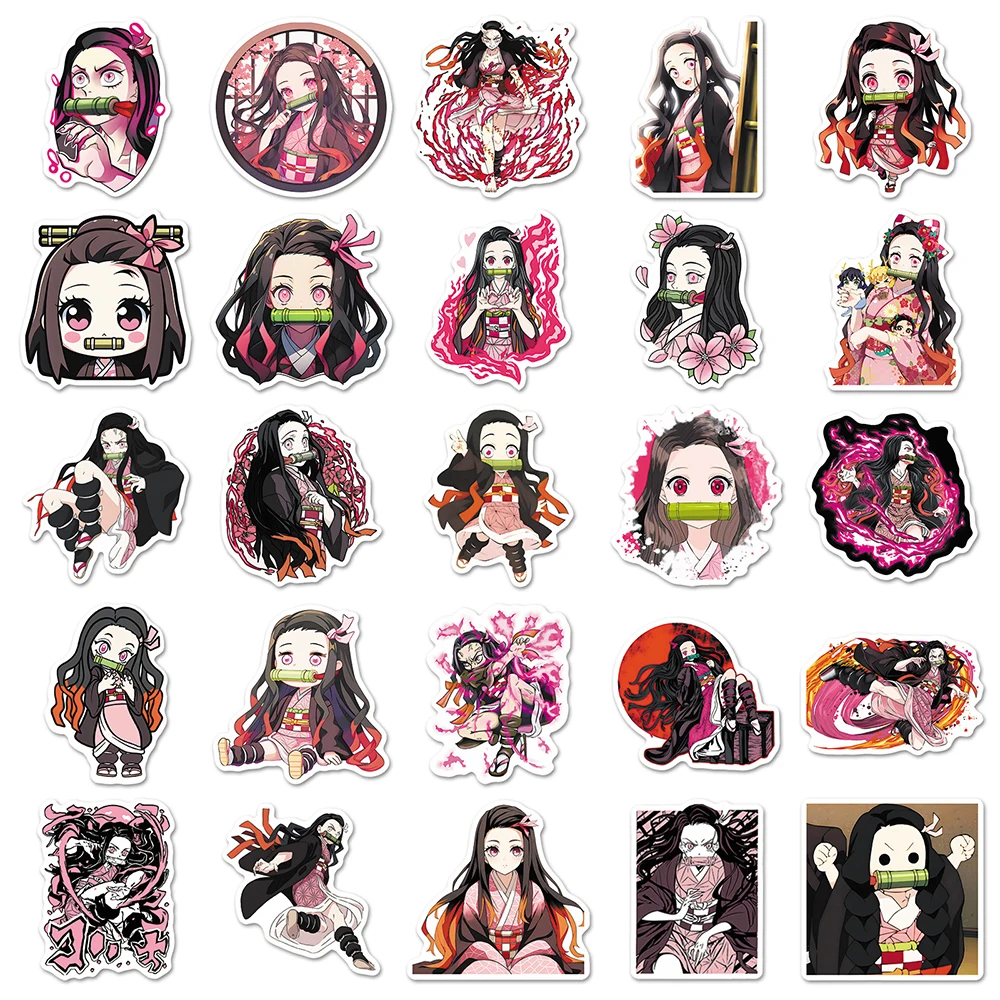 10/30/50 Stück Mädchen Kamado Nezuko Demon Slayer Aufkleber Anime Aufkleber DIY Computer Motorrad Laptop Gepäck Kawaii Cartoon Aufkleber