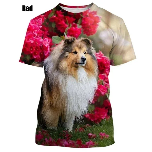 

Summer Cute Sheltie Dog 3D Printed T Shirt Fashion Casual Personality Border Collie Harajuku Style Streetwear Top Men's T Shirt