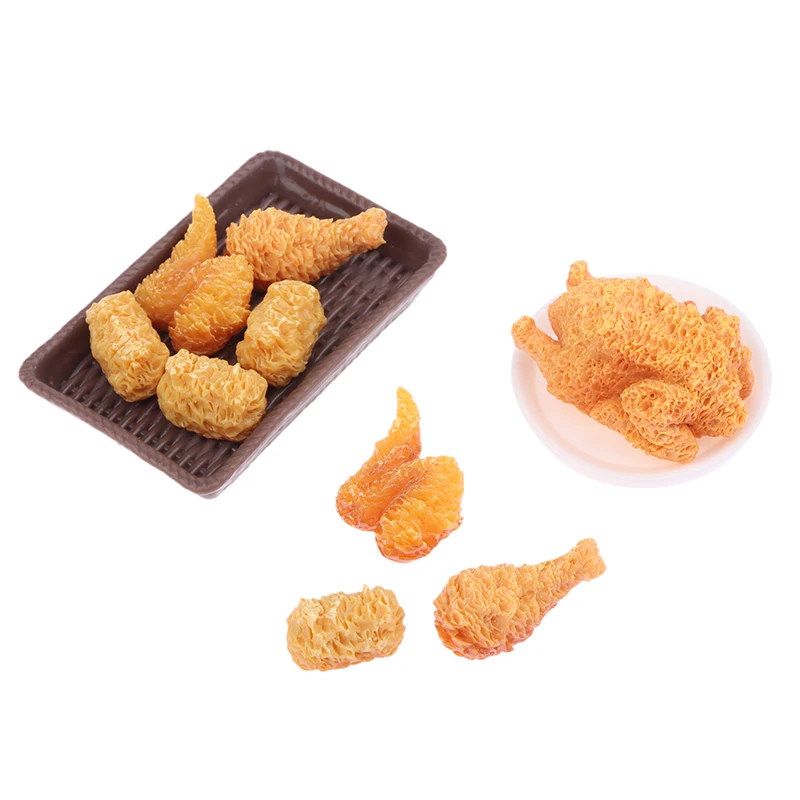 1Set Mini Simulation Fried Chicken Miniatures Food Doll House Decor DIY Supplies Model Food Ornament Toy Dollhouse Accessories