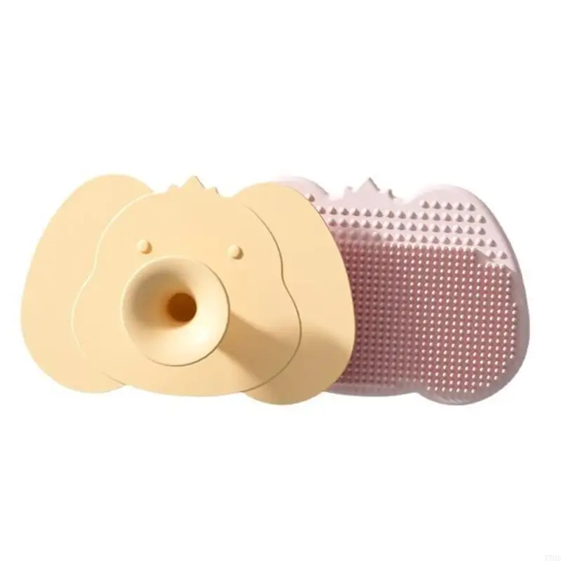 Brossage à cheveux brosse bain pour bébé en silicone 77HD avec une fonction ventouse pour rangement facile