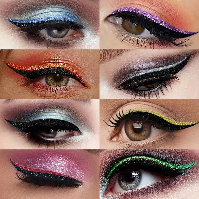 Impermeável pálpebra dupla linha adesivos, glitter eyeliner adesivo set, maquiagem dos olhos reutilizável, auto-adesivo, acessórios de beleza